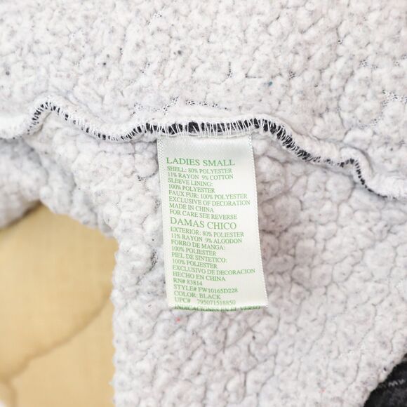 GREEN TEA Heather Sherpa Wrap Cardigan S Black Heather Long Sleeve Sweater B69 - Picture 5 of 6